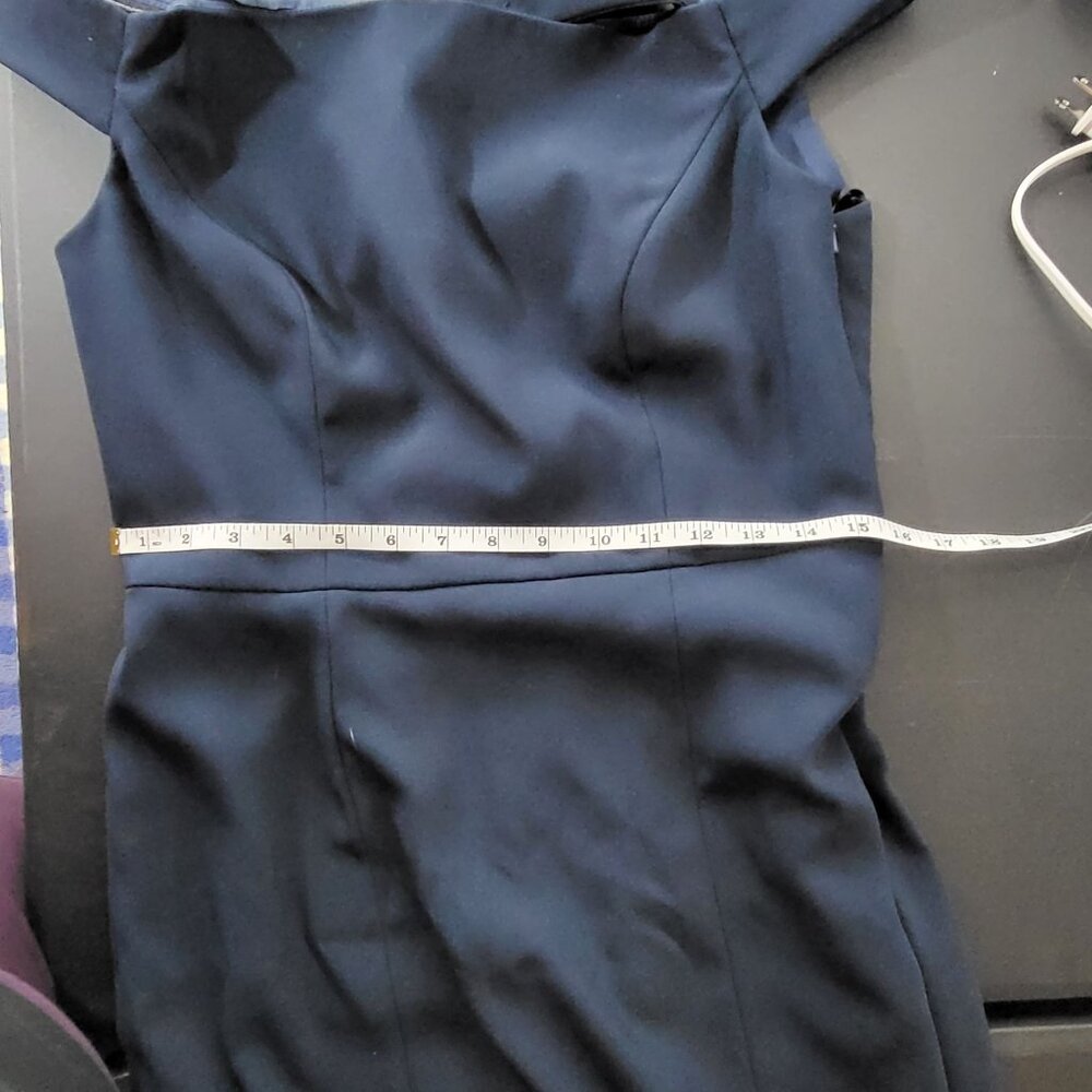 Dessy Collection Vivian Diamond Blue Crepe Bridesmaids Dress Size 10 3040 Bow - Picture 9 of 12